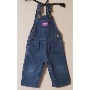 Vtg OshKosh B'Gosh Denim Overalls 18 mths Vestbak Girls Denim Purple Floral READ